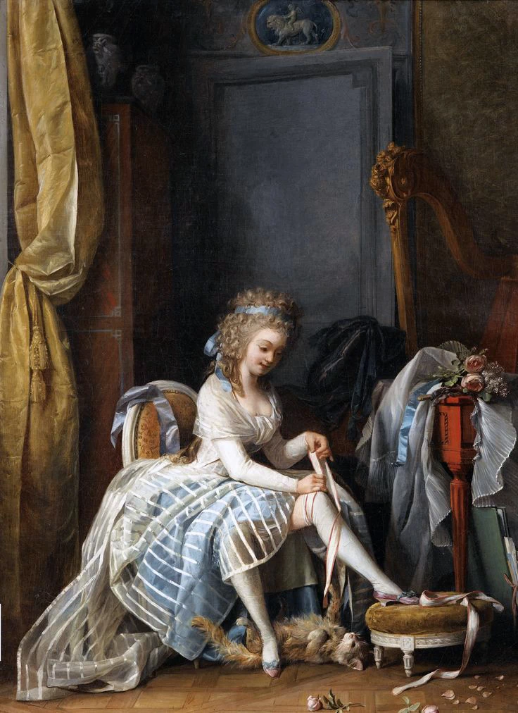 Giovane donna alla sua toilette